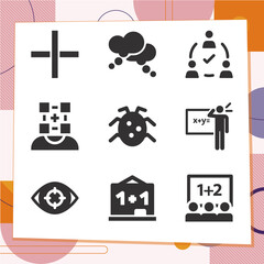 Simple set of 9 icons related to planning