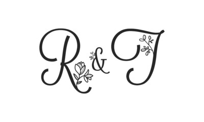 R&T floral ornate letters wedding alphabet characters