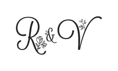 R&V floral ornate letters wedding alphabet characters