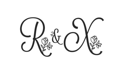 R&X floral ornate letters wedding alphabet characters