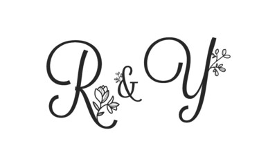 R&Y floral ornate letters wedding alphabet characters