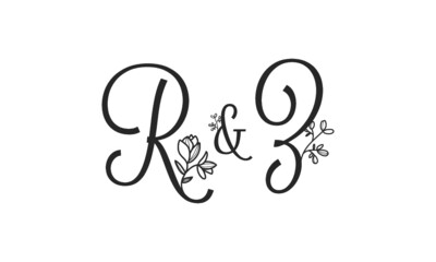 R&Z floral ornate letters wedding alphabet characters