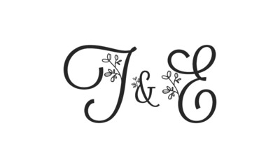 T&E floral ornate letters wedding alphabet characters