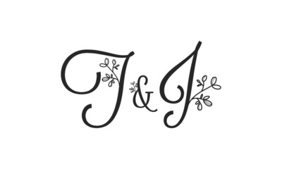 T&J floral ornate letters wedding alphabet characters