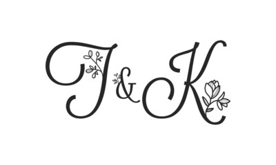 T&K floral ornate letters wedding alphabet characters