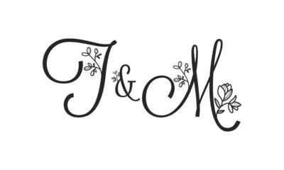 T&M floral ornate letters wedding alphabet characters