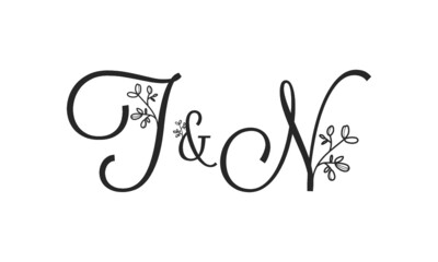 T&N floral ornate letters wedding alphabet characters