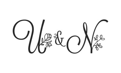 U&N floral ornate letters wedding alphabet characters