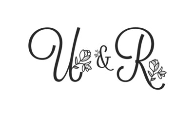 U&R floral ornate letters wedding alphabet characters