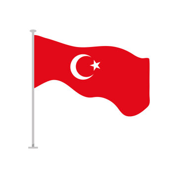 turkey flag with pole icon, flat style