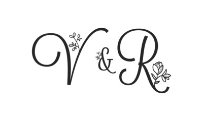 V&R floral ornate letters wedding alphabet characters