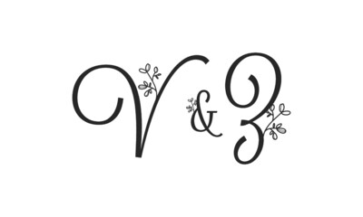 V&Z floral ornate letters wedding alphabet characters