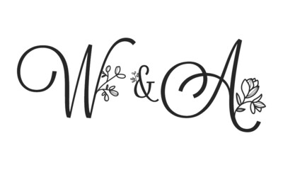 W&A floral ornate letters wedding alphabet characters
