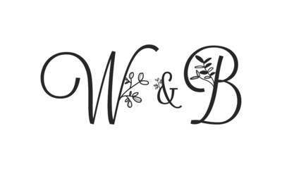 W&B floral ornate letters wedding alphabet characters