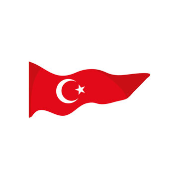 long turkey flag icon, flat style