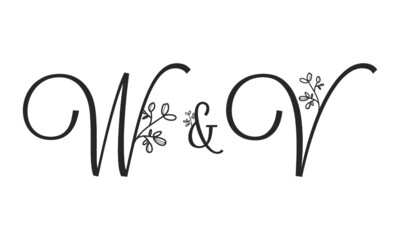 W&V floral ornate letters wedding alphabet characters