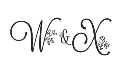 W&X floral ornate letters wedding alphabet characters