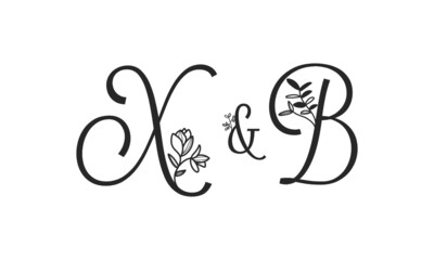 X&B floral ornate letters wedding alphabet characters