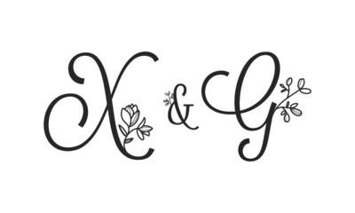 X&G floral ornate letters wedding alphabet characters