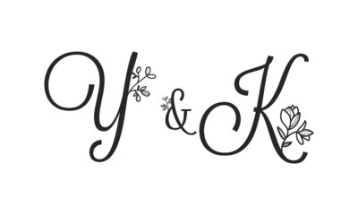 Y&K floral ornate letters wedding alphabet characters