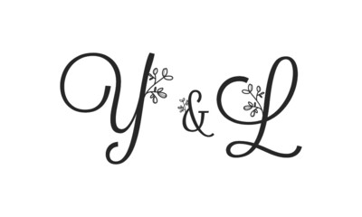 Y&L floral ornate letters wedding alphabet characters