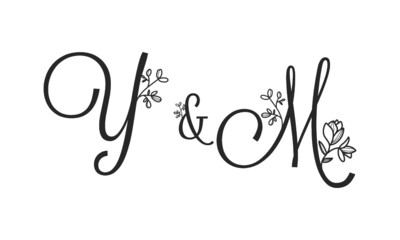 Y&M floral ornate letters wedding alphabet characters
