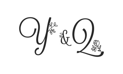 Y&Q floral ornate letters wedding alphabet characters