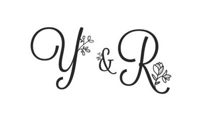 Y&R floral ornate letters wedding alphabet characters