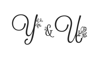 Y&U floral ornate letters wedding alphabet characters