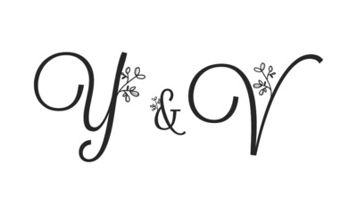 Y&V floral ornate letters wedding alphabet characters