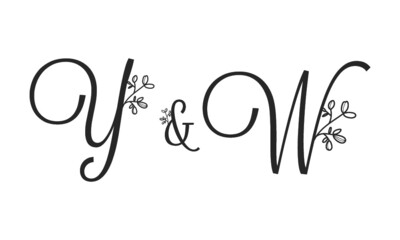 Y&W floral ornate letters wedding alphabet characters