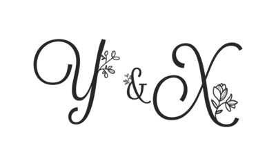 Y&X floral ornate letters wedding alphabet characters