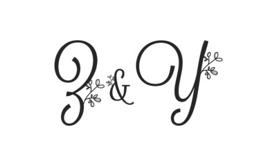 Z&Y floral ornate letters wedding alphabet characters
