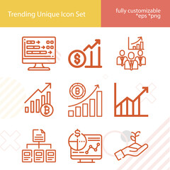 Simple set of growing related lineal icons.