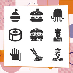 Simple set of 9 icons related to hold up