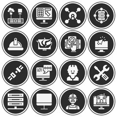 16 pack of engineer  filled web icons set