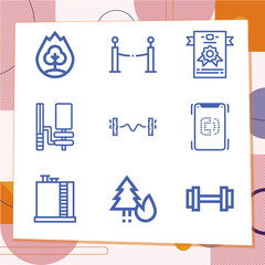 Simple set of 9 icons related to timber