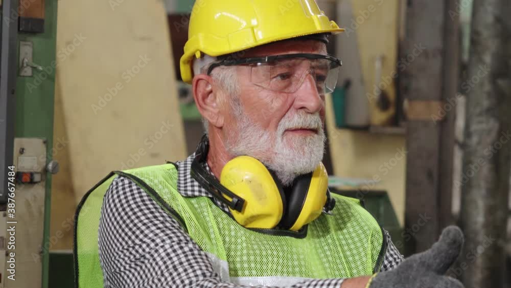 Poster smart factory worker using machine in factory workshop . industry and engineering concept.