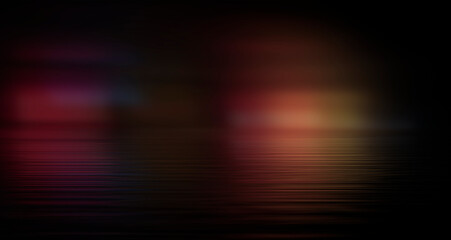 Wet asphalt, night view, neon reflection on the concrete floor. Night empty stage. Dark abstract background, dark street. Night city after rain, wet surface. Blurred background, night bokeh.