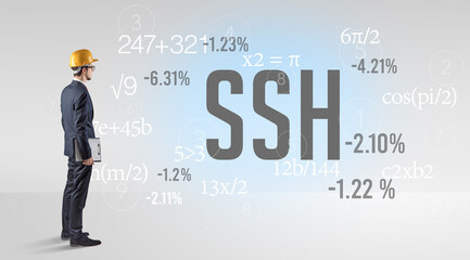Technology Engineer in hard hat with SSH abbreviation