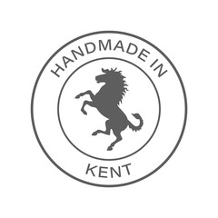 "Handmade in Kent" icon, vector with transparency. With county flag/emblem in the middle.