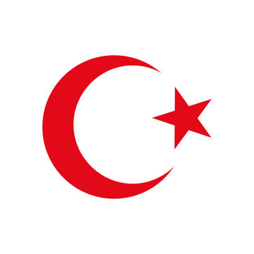 turkey crescent moon icon, flat style