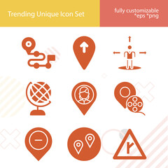 Simple set of mapping related filled icons.
