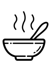 Hot Soup In Bowl Flat Icon Isolated On White Background