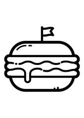 Hamburger Flat Icon Isolated On White Background
