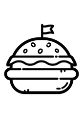 Hamburger Flat Icon Isolated On White Background