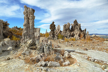 Mono Lake Tufa State Natural Reserve, California. Spectacular panoramic view of tufa rocks.