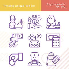Simple set of immediate payment related lineal icons. - obrazy, fototapety, plakaty