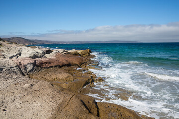 Landscape view of the beach on Santa Rosa Island during the day in Channel Islands National Park (California).