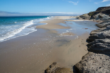 Landscape view of the beach on Santa Rosa Island during the day in Channel Islands National Park (California).